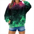 thumbnail image 2 of XPMWRP Women's Hoodies Pullover Fire Printed Hooded Sweatshirts Casaul Long Sleeve Drawstring Pullover Fashion Fall Winter Sweatshirt with Pocket Green S, 2 of 9