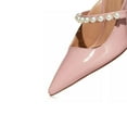 thumbnail image 4 of FSJ Women Pearls Strap Pointed Toe Mules Slip on Butterfly High Chunky Heeled Sandals Prom Dressy Backless Pumps Size 7.5 Nude Pink, 4 of 4