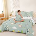 thumbnail image 3 of Feelyou Castle Star Cloud Dragon Bedding Comforter Set for Kids Boys Girls, Kawaii Cartoon Animal Full Bedding Set, Green, Polkadot Reversible, 7pcs, 3 of 7