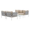 thumbnail image 3 of Modway Harmony 5 Piece Outdoor Patio Aluminum Sectional Sofa Set in White Beige, 3 of 9