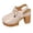 Beige, variant on Heels for Women Closed Round Toe Lug Sole Platform Sandals Trendy Stitching Hook and Loop Casual Slingback Dress Shoes White Size 9