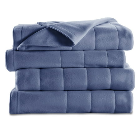 Sunbeam Electric Heated Fleece Channeled Blanket, Full Blue
