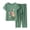Green, variant on Women's Flower Print Short Sleeve Crew Neck Cotton Silk Trousers Suit Summer Elderly Mother Two Piece Set XXL