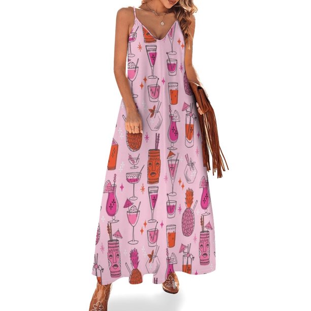 Cócteles tropicales, bar tiki, bebidas hawaianas, patrón lindo de andrea lauren Vestido sin mangas Vestidos de verano para mujer