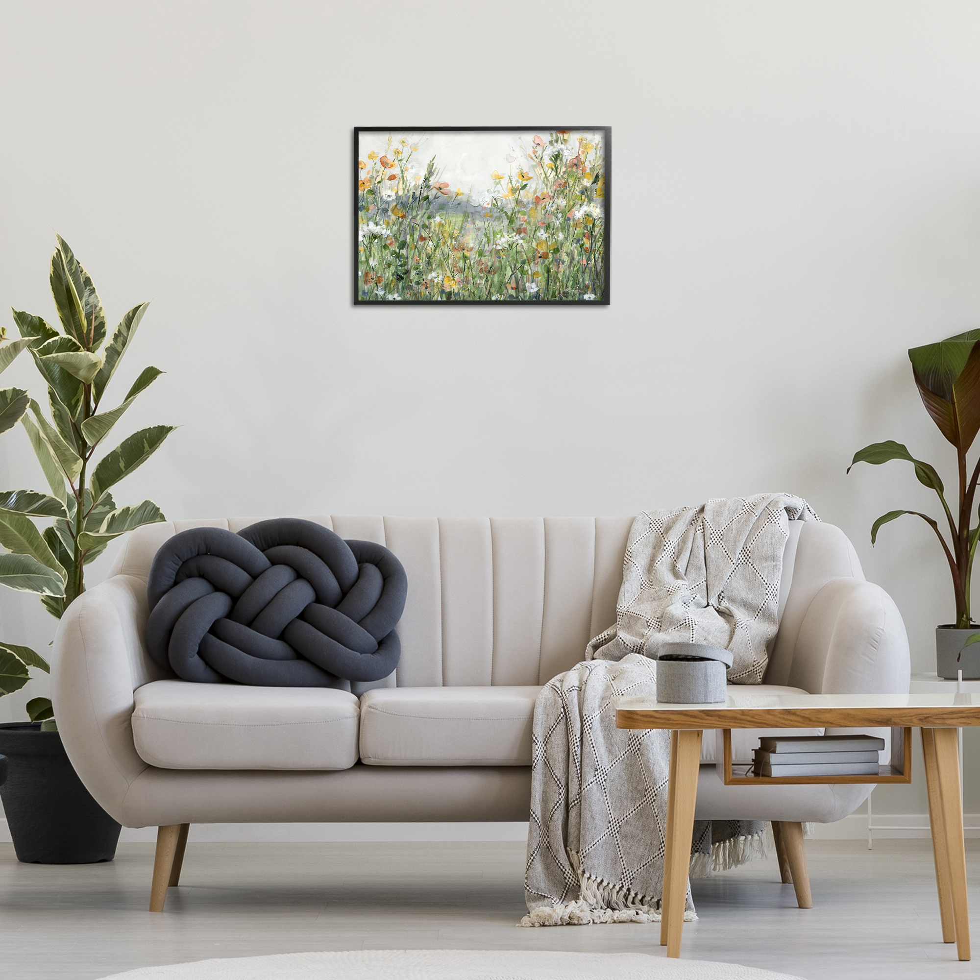 Stupell Industries Quiet Natural Meadow Landscape Painting Black Framed Art Print Wall Art, 24 x 16