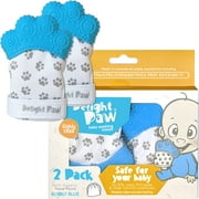 Delight Paw | Baby Teething Mitten 2 Pack | Mom Designed | Self Soothing Pain Relief | Hygienic Travel Bag | Mittens BPA Free | Like Munch Mitt | Baby Boy Baby Girl | Babies 3-12 Months |