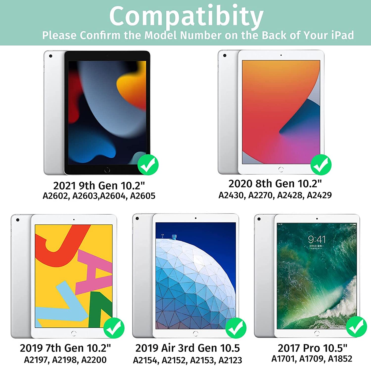 iPad Keyboard Case for iPad 10.2" 9th Gen 2021/8th Gen 2020, iPad Pro 10.5" Built-in Pencil Holder Backlit BT Keyboard Auto Sleep/Wake Function (Green) - image 3 of 9