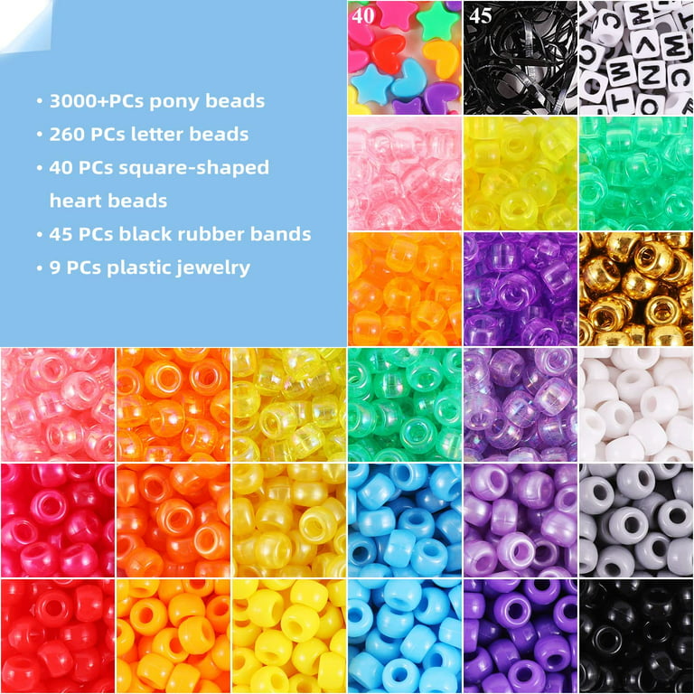 Miss Rabbit 3500+ pcs rainbow pony beads for jewelry making, hair beads for  braids for