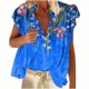 thumbnail image 1 of Blusa informal con estampado de volantes sin mangas con cuello en V para mujer Pompotops  lopia995453, 1 of 4