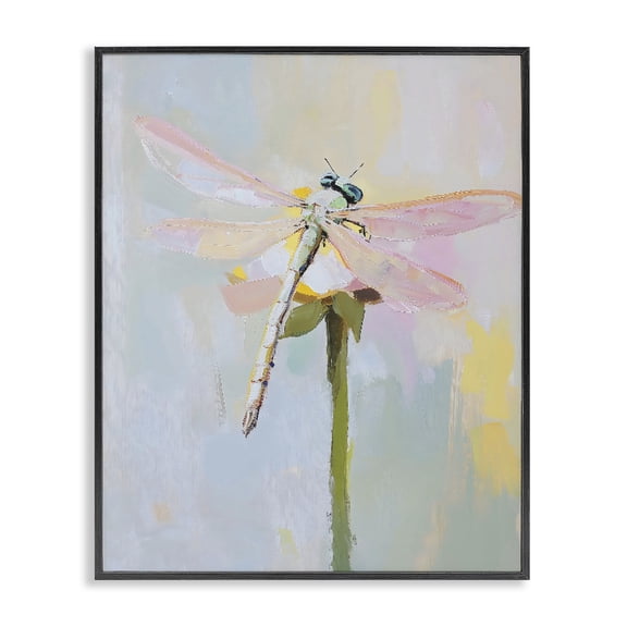 Stupell Industries Pastel Dragonfly Landing Black Framed Giclee Art, design by The Prints Vibe