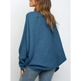 thumbnail image 3 of Women'S Oversized Crewneck Sweater Batwing Puff Long Sleeve Cable Slouchy Pullover Jumper Tops  Blue L, 3 of 4