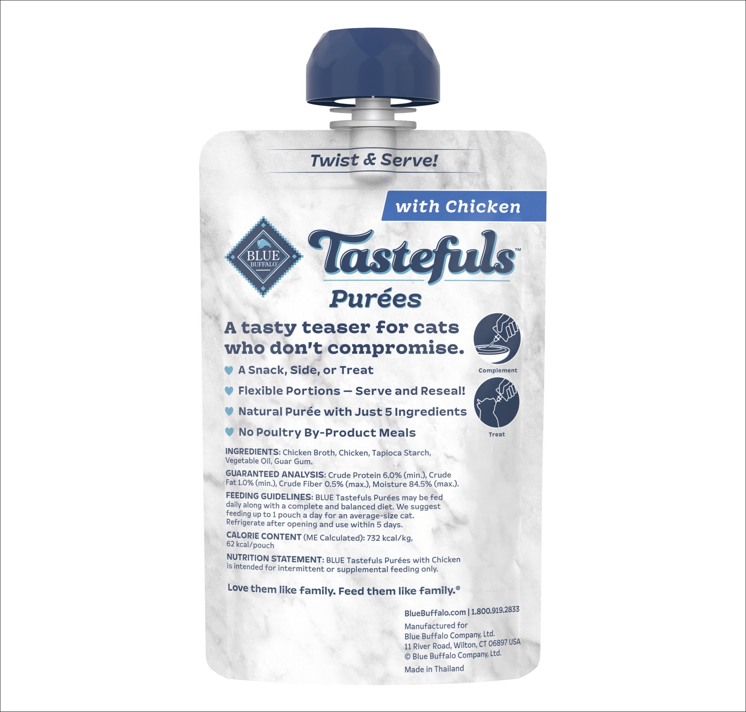 Blue Buffalo Tastefuls Adult Natural Wet Cat Food Purées Pouch Chicken
