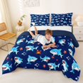thumbnail image 3 of Feelyou Coastal Shark Starfish Full Size Comforter Sets for Kids Boys Girls, Cute Tropical Animal Bedding Sets, Blue, Blue Reversible, 3 Pieces, 3 of 6