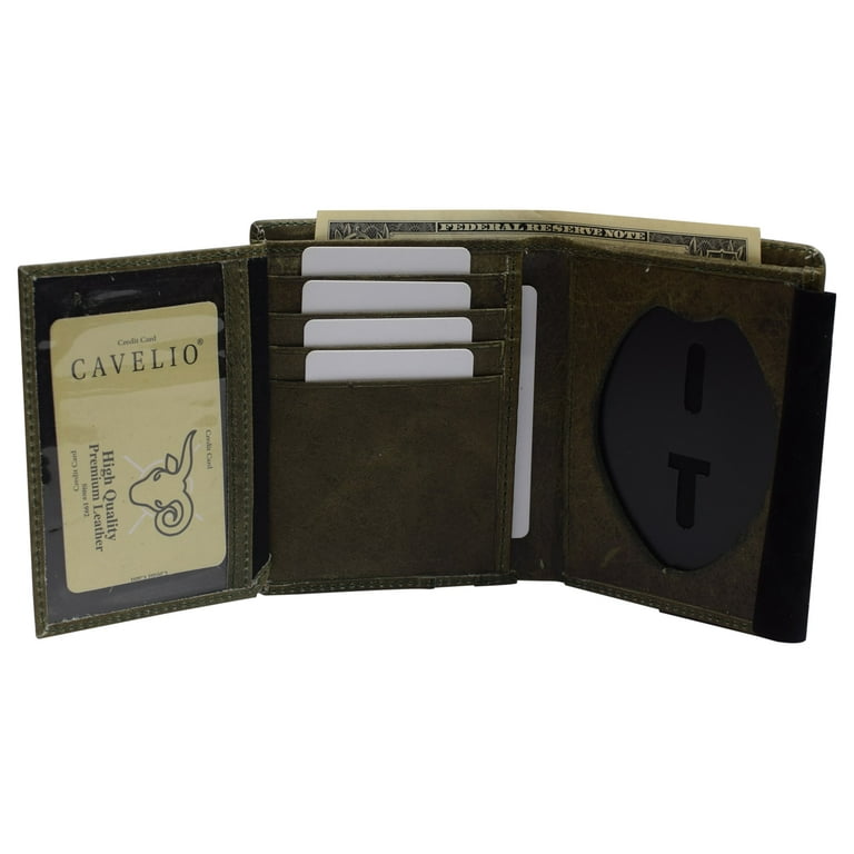 Police Badge Wallet Bifold RFID Full Grain Genuine Leather, Fits Any Shape  Badge with a Pin Back 