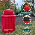 thumbnail image 3 of Sturdy Essentials 42 Gallon Slated Circle 100% Recycled Plastic Heavy Duty Outdoor Trash Can with Push Open Dome Lid and Internal Liner - Red, 3 of 10