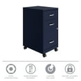 thumbnail image 6 of Space Solutions 18" Deep 3 Drawer Mobile Letter Width Vertical File Cabinet, Navy, 6 of 15