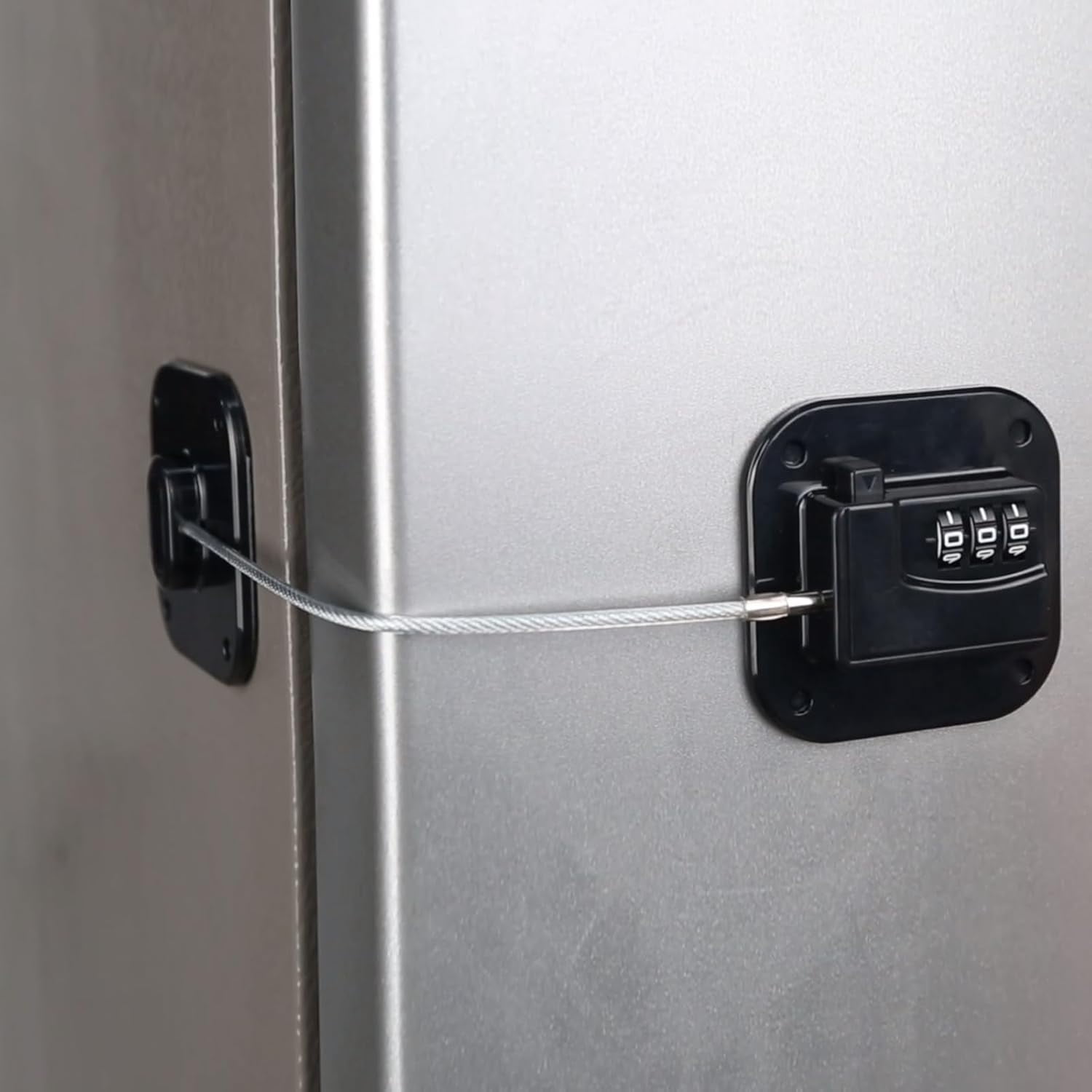 ABCISI Refrigerator Lock, Heavy Duty Combination Fridge Lock for Fridge, Cabinets, Window, Drawers and Child Safety Cabinet Locks, Strong Non-Marking Adhesive No Drilling (Black, 4 Pack)