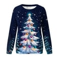 thumbnail image 4 of SELONE Women's Crew Neck Sweatshirt Christmas Tree Star Snowflakes Print pullover Shirts Tops Cute Holiday Outwear, 4 of 5