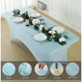thumbnail image 3 of Craft And Party Fitted Stretch Wrinkle-Free Washable 4ft Light Blue Spandex Tablecloths, 3 of 6