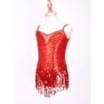 thumbnail image 4 of Yeahdor Girls Sequins Tassel Hem Latin Dance Dress Jazz Rumba Salsa Leotard Dancewear,Sizes 6-14, 4 of 7