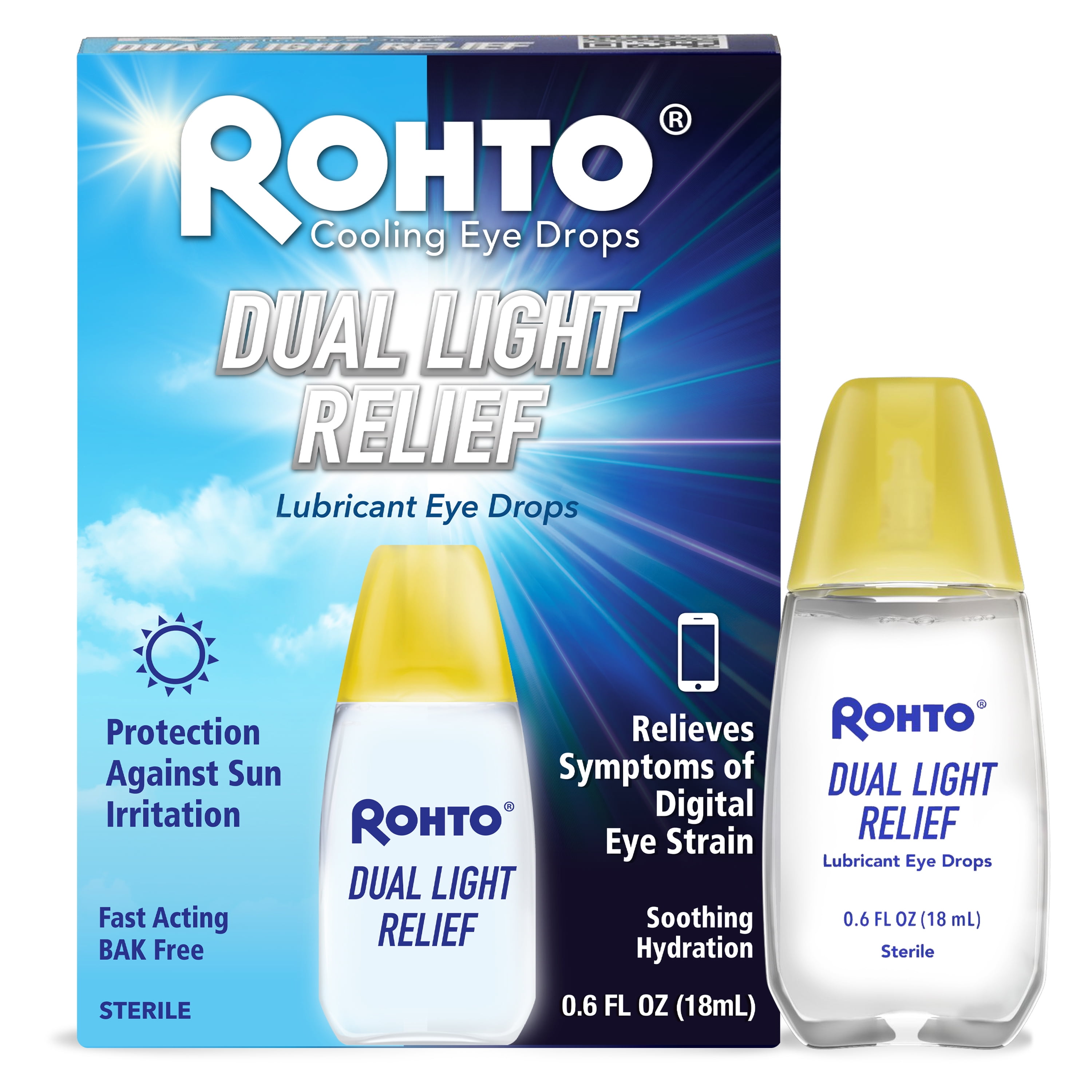 (3 pack) Rohto Dual Light Relief, Cooling Lubricant Eye Drops, Multi-Symptom Relief, 0.6 fl oz