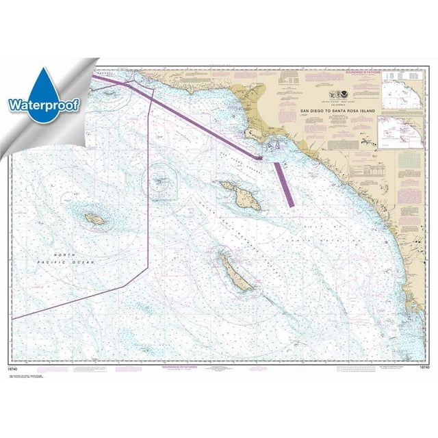 NOAA Marine Chart 18740: San Diego to Santa Rosa Island, Full Color, Matte Finish, 36.5 x 49.6 Inches