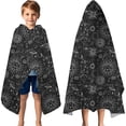 thumbnail image 3 of Black Gothic Sun Planet Pattern Hooded Bath Towel，60"x35" for Ages 3 To 12 Kids, Quick Dry Lightweight Soft Microfiber Hood Beach Towel Cover Up for Kids, 3 of 7