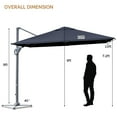 thumbnail image 3 of Costway Parasol Déporté de Patio 10 X 10 Pi en Aluminium, Rotation 360°, Inclinaison, Bleu Marine, 3 of 10