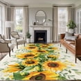 thumbnail image 2 of Area Rug 72×108in, Farmhouse Yellow Sunflower Floral Floor Carpet Living Room Rug, Vintage Blossom Flowers Non-Slip Welcome Mat Indoor Rugs for Bedroom Dining Room, 2 of 9