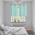 thumbnail image 6 of 2 Panels Kitchen Tier Curtains 39 Inch Length, Linen Mint Green Grommets Window Treatment Curtain, Modern Minimalist Pure Solid Color Thermal Curtains Drapes for Living Room/Bathroom, 6 of 9