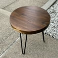 thumbnail image 4 of LINJH Natural Teak Wood Round End Side Table with Hairpin Legs 21" H Home Decor, 4 of 20