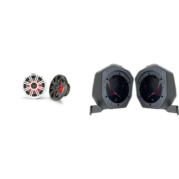 Kicker 45KM654L 6.5" LED Marine Speakers and Rear Speaker Pod 6.5in Compatible with Ford Bronco 2021-2024 4-Door