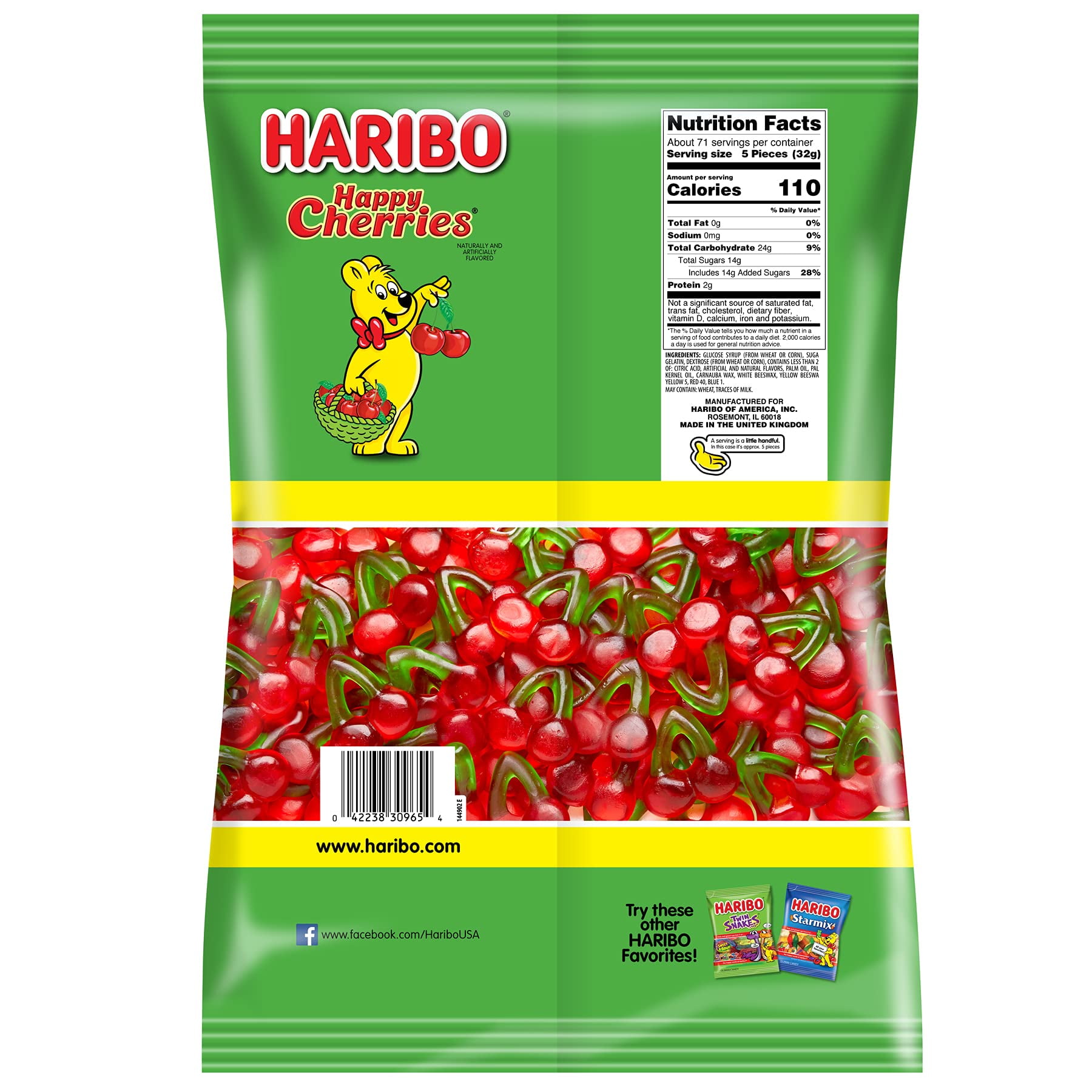 Haribo Gummi Candy, Happy Cherries, 5- Pound Bag RED4