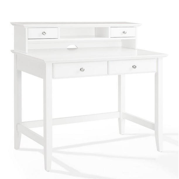 Pemberly Row Writing Desk with Hutch in White