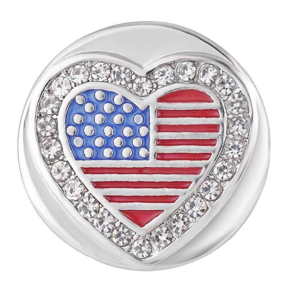 American Flag Heart Snap Jewelry Ginger Charm USA 20MM Button