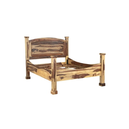 Porter Designs Taos Transitional Solid Sheesham Wood Queen Bed in Natural.