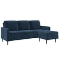 DHP Liona Modern Couch, Blue Velvet, Reversible Pillowback Sofa
