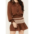 thumbnail image 3 of Shyanne Women's Satin Peasant Mini Dress - SWSP23D12-DKBRWN Medium  US, 3 of 4