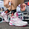 thumbnail image 6 of Bolognifi Men's Basketball Shoes High-Top Volleyball Non-Slip Lightweight Indoor Outdoor Sport Sneakers Fans - PINK_6.5, 6 of 8