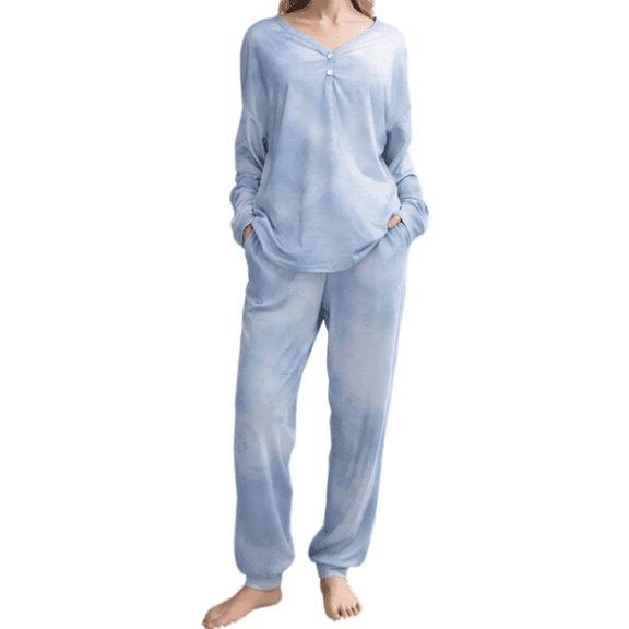 Loritta Secret 2 Pieces Womens Pajamas Sets Comfy Printed Loungewear Sets Woman with Pockets,S-2XL