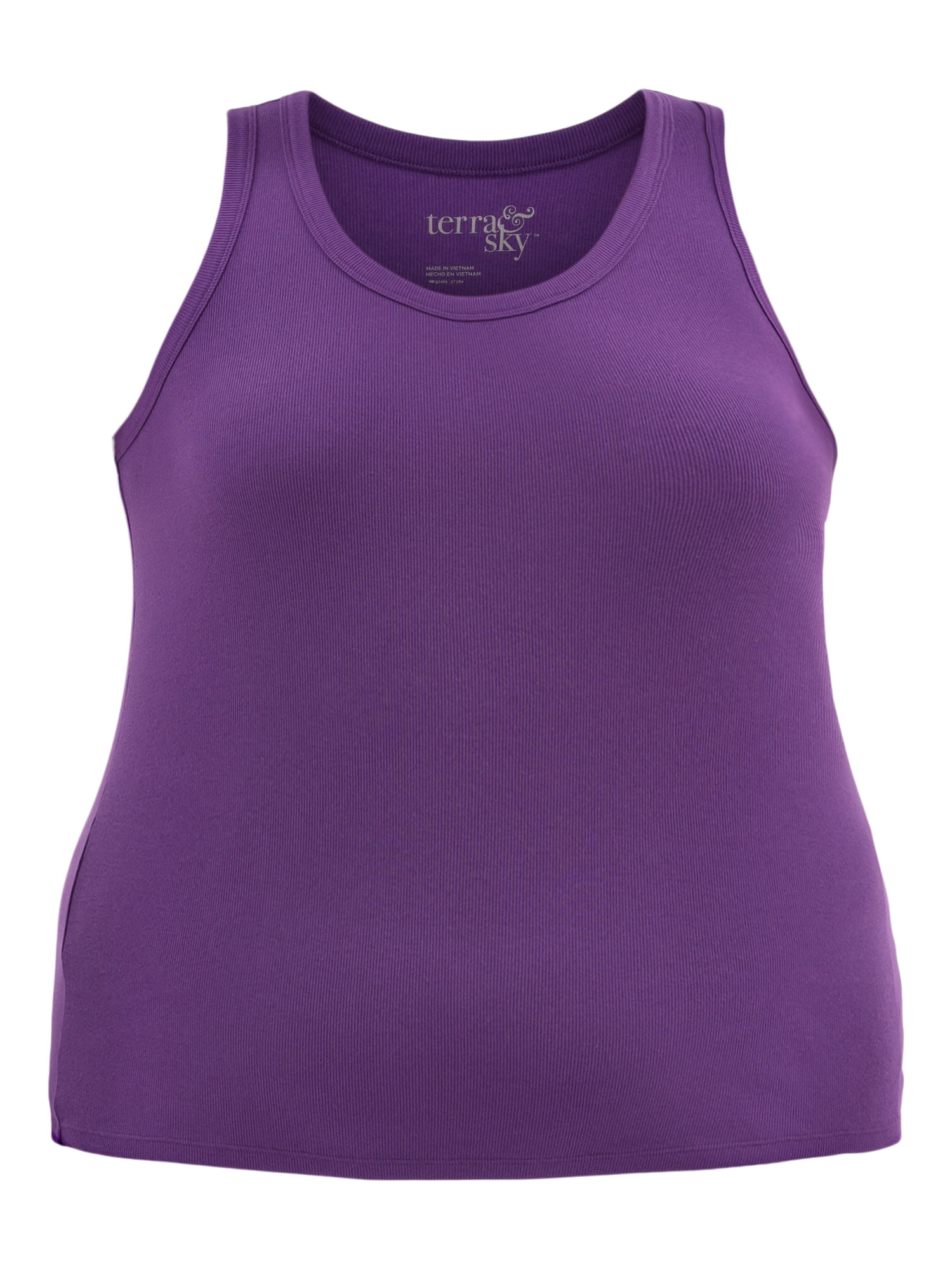 Terra & Sky Women's Plus Size Scoop Neck Ribbed Tank Top