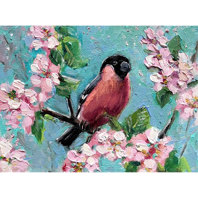 Taladro Pintura Diamante (DE5900) Arte Mosaico Kit Flor Pájaro Redondo 5D DIY Completo (P0190) 40x50cm FLhrweasw Nuevo
