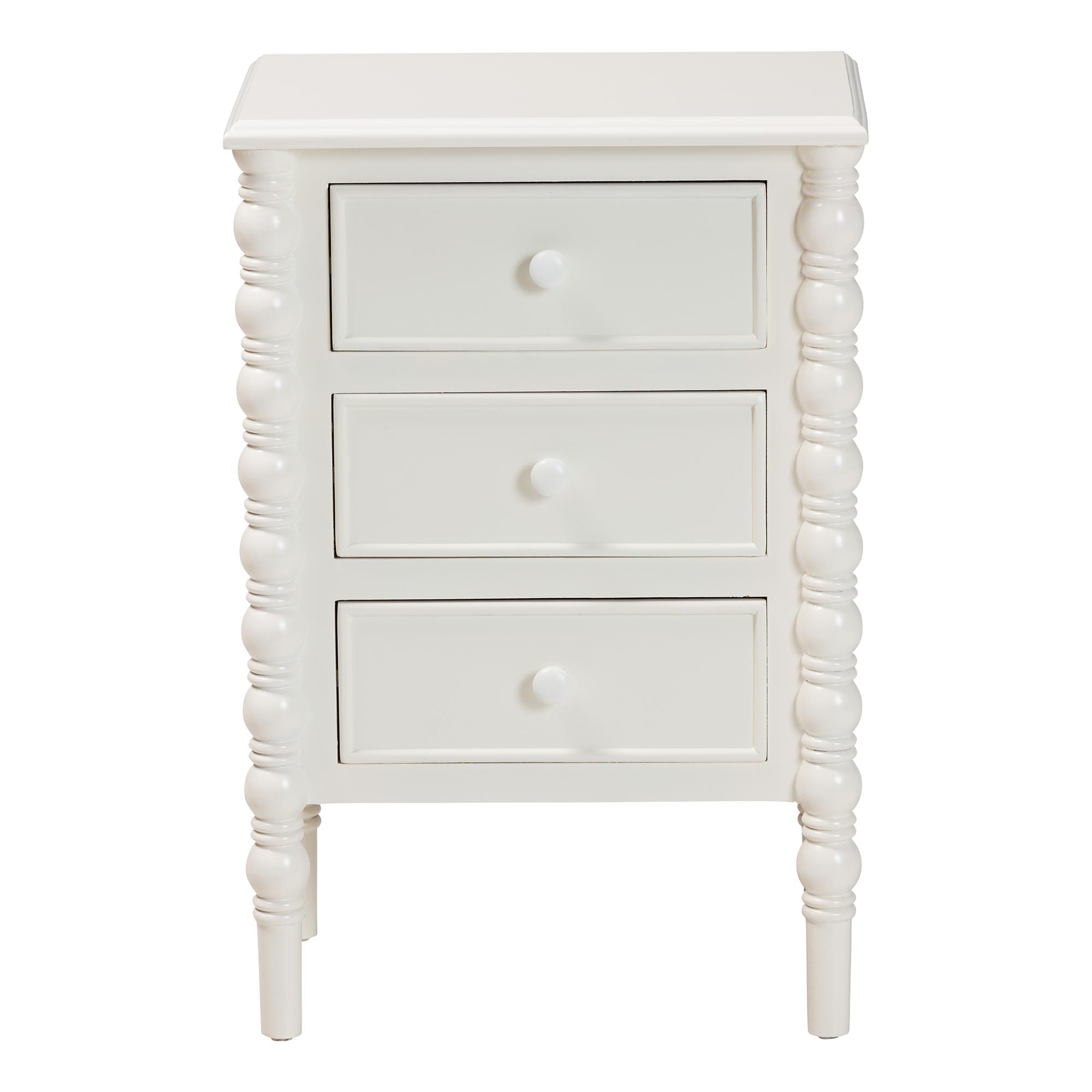 Baxton Studio Malinda Classic End Table, 3-Drawer, White