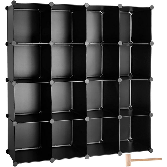 Cube Storage Organizer, 16Cube DIY Plastic Closet Modular Bookcase, Storage Shelves for