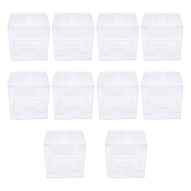 Transemion 100pcs Packing Box DIY Self-Assembly White Blank Boxes Personalize Baked Goods Plastic PVC Transparent Candy Chest Christmas Party Thanksgiving