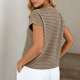 thumbnail image 5 of Moda de Verano de las Mujeres Casual Montado Color Sólido Cuello Redondo de Punto Camiseta de Poliéster Ligero Suave Cómodo de Manga Corta, 5 of 5