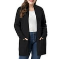 thumbnail image 2 of MODA NOVA Juniors Plus Size Relaxed Fit Open Front Long Sleeves Kimono Style Sweater Cardigan, 2 of 6