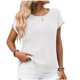 thumbnail image 2 of Tejiojio Women's Ribbed Knit Top Ruffled Trim Round Neck Short Sleeve Casual Summer Blouse, 2 of 7
