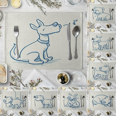 

KAOU 42x32cm Lovely Dog Print Anti-slip Heat Insulation Placemat Cup Pad Table Decor