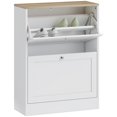 thumbnail image 1 of HOMCOM Slim Shoe Cabinet with 2 Flip Drawers Adjustable Shelves White, 1 of 10